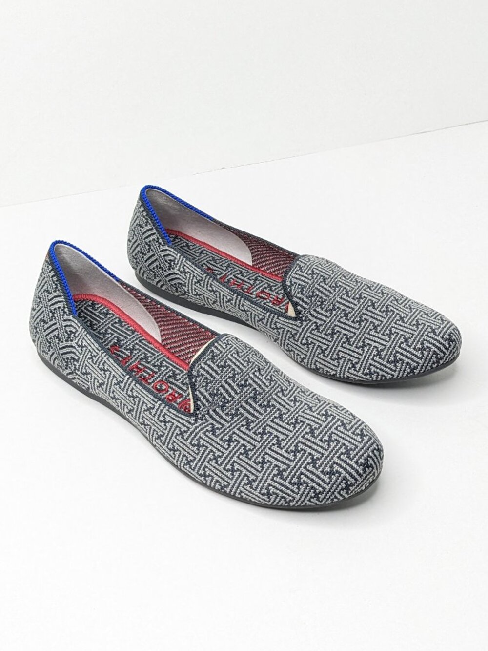 Rothy's The Loafer Casual Slip-On Flats Charcoal Grid Knit Womens 7